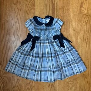 Janie and Jack HTF EUC Vintage Opulent Opera Blue Plaid Hand-Smocked Dress